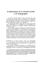 Le financement de la sécurité sociale et la démographie