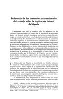 Influencia de los convenios internacionales del trabajo sobre la legislación laboral de Nigeria