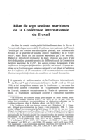 Bilan de sept sessions maritimes de la Conférence internationale du Travail