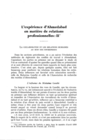 L'expérience d'Ahmedabad en matière de relations professionnelles: II