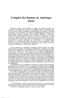 L'emploi des femmes en Amérique latine