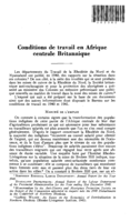 Conditions de travail en Afrique centrale Britannique