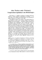 Alien workers under workmen's compensation legislation in the British Empire