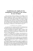 Condiciones de empleo de los trabajadores africanos en las minas de oro de Rand