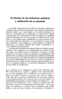 Evolución de las industrias químicas y calificación de su personal
