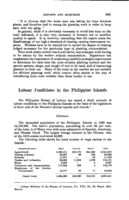 Labour conditions in the Philippine islands