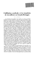 L'affiliation syndicale et les transferts de travailleurs en Grande-Bretagne