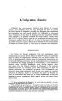 L'émigration chinoise