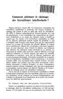 Comment atténuer le chômage des travailleurs intellectuels?