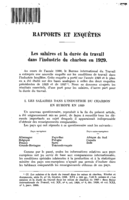 Les salaires et la durée du travail dans l'industrie du charbon en 1929