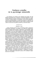 Tendances actuelles de la psychologie industrielle