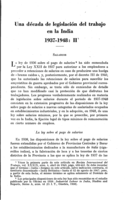 Una década de legislación del trabajo en la India: 1937-1948. II