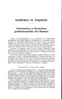 Orientation et formation professionnelles des femmes