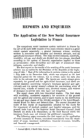 The application of the new social insurance legislation in France
