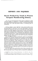 Recent productivity trends in western European manufacturing industry