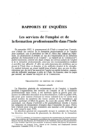 Les services de l'emploi et de la formation professionnelle dans l'Inde