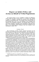 Report on India's policy and action on behalf of tribal populations