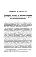 Tendencias recientes de la productividad en las industrias manufactureras de los países del Occidente de Europa