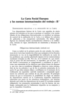 La Carta Social Europea y las normas internacionales del trabajo: II