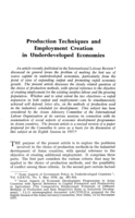 Production techniques and employment creation in underdeveloped economies
