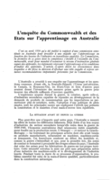 L'enquête du Commonwealth et des Etats sur l'apprentissage en Australie