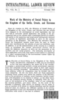 Work of the Ministry of social policy in the Kingdom of the Serbs, Croats, and Slovenes