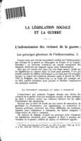 L'indemnisation des victimes de la guerre: les principes généraux de l'indemnisation. I