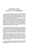 L'évolution récente des prix à la consommation