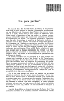 "La paix perdue"