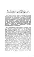 The European Social Charter and International Labour Standards: I
