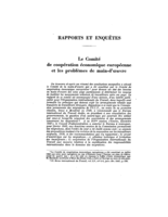 Le comité de coopération économique européenne et les problèmes de main-d'oeuvre