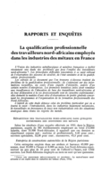 La qualification professionnelle des travailleurs nord-africains employés dans les industries des métaux en France
