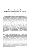 L'œuvre de recherche du Bureau international du Travail