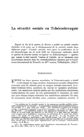 La sécurité sociale en Tchécoslovaquie