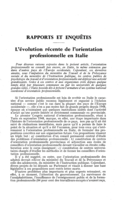 L'évolution récente de l'orientation professionnelle en Italie