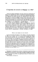 L'inspection du travail en Belgique en 1922