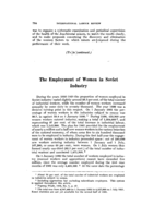 The employment of women in Soviet industry