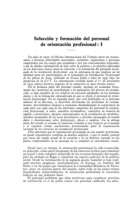 Selección y formación del personal de orientación profesional: I