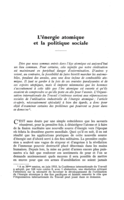 L'énergie atomique et la politique sociale