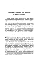 Housing problems and policies in Latin America