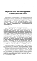 La planification du développement économique dans l'Inde
