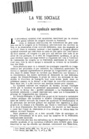 La vie syndicale ouvrière