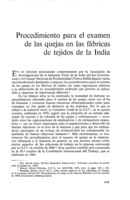 Procedimiento para el examen de las quejas en las fábricas de tejidos de la India