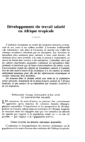 Développement du travail salarié en Afrique tropicale