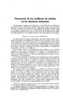 Frecuencia de los conflictos de trabajo en las distintas industrias