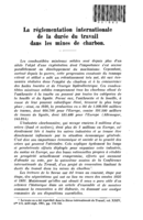 La réglementation internationale de Ia durée du travail dans les mines de charbon