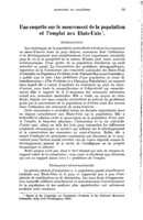 Une enquête sur le mouvement de Ia population et l'emploi aux Etats-Unis