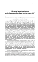 Effets de la mécanisation et de l'automation dans les bureaux: III