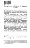 Unemployment in 1924 and the beginning of 1925