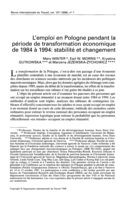 L'emploi en Pologne pendant la période de transformation économique de 1984 à 1994: stabilité et changement